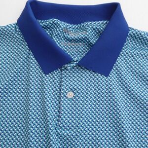 Bonobos Mens Polo Shirt Blue Geometric Golf Polyester Standard Fit Medium